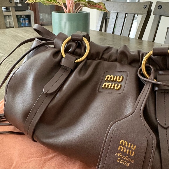 Miu Miu Dark Brown Leather Shoulder Bag - Picture 6 of 6